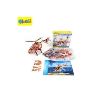 Bloc de construction jouets hélicoptère Biaozhi rouge-orange 58415 pas cher