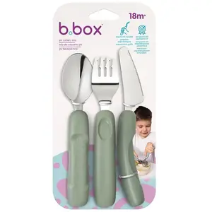 B.Box Set de couverts bébé en inox Sauge pas cher