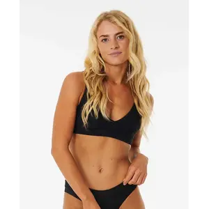 Rip Curl - Women's Premium Surf Deep V - Haut de maillot taille L - D-DD, noir pas cher