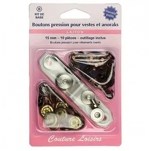 Boutons pression 15mm pour vestes et anoraks avec outillage - nickel, ... pas cher
