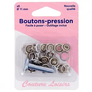 Boutons pression blanc avec outillage diam. 11 mm X 6 - Distrifil Blan...