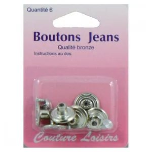 Non communiqué Boutons jeans couleur nickelé X 6 - Distrifil(...) - Nk Gris