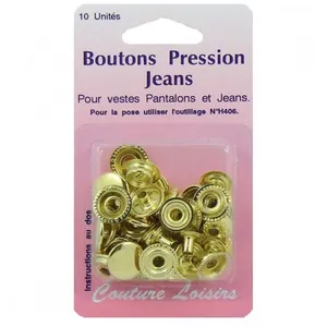 Boutons pression 15 mm jeans couleur laiton X 10 - Distrifil Br Jaune ...