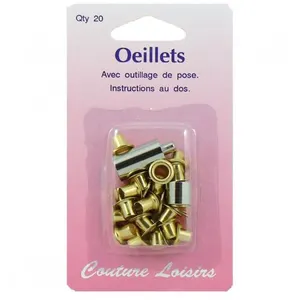 Oeillets avec outillage couleur laiton X 20 - Distrifil Bz Marron - Bz...