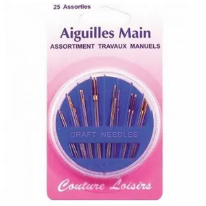 Boite d'aiguilles main assorties x 25(...) - Bleu pas cher