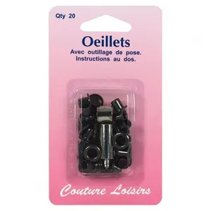 Oeillets avec outillage couleur noir X 20 - Distrifil Bk Noir - Bk Noi... pas cher
