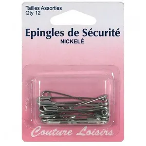 hemline Epingles de sécurité nickelées assorties X 12 - Distrifil(...) -