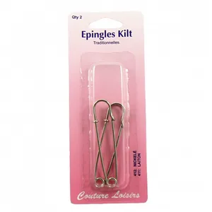 Hemline Epingles kilt nickelées X2 - 75mm pas cher