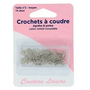 Crochets à coudre nickelées avec brides X14 taille 2 001 Argent - 001 ...