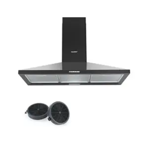 Comfee Hotte Aspirante Hotte de Cuisine 90cm-320 m³/h-2 Filtres à Charbon- 3 Vitesses-Recyclage ou Evacuation-LED lampe-NOIRVendu pardarty