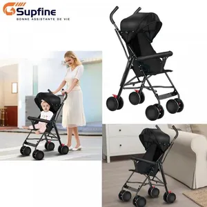 SUPFINE Poussette Canne Compacte, Capacité de Poids 35kg, pour les Enfants de 6 Mois à 5 Ans, avec Baldaquin, Noir