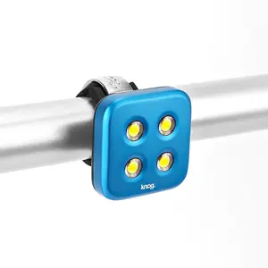 Comparateur de prix : Lampe vélo Knog Blinder - 4 LED blanc, standard bleu - Pour être vu - Batterie fournie
