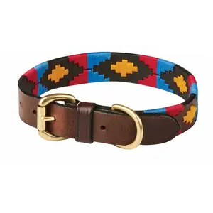 Weatherbeeta Polo Leather Dog Collar X Small Cowdry Brown Pink Blue Yellow pas cher
