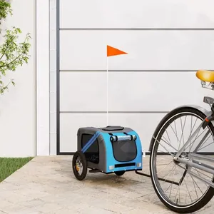 vidaXL Remorque de vélo pour animaux de compagnie bleu et gris 93869 pas cher