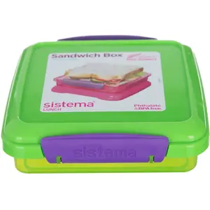 Sistema KLIP IT Sandwich Box Récipient de Conservation Alimentaire | Boîte à Repas empilable de 450 ML avec Couvercle étanche | sans BPA | Couleurs assortiesVendu paramazon