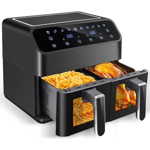 UXFVLZA Air Fryer 4L+4L avec 10 Fonctions - 3000W Friteuse Sans Huile Double Zone 0% BPA avec Fenêtre Visible Écran Tactile - NoirVendu parcdiscount