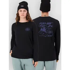 T-shirt col rond manches longues Mons Royale Yotei Noir 100961-1355-001 pas cher