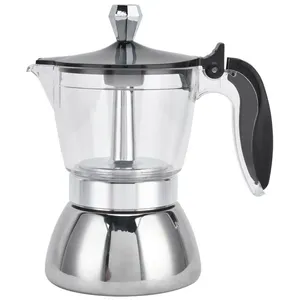HANDEIU Cafetière à expresso en acier inoxydable avec dessus en verre et couvercle en cristal pour 4 tasses Cafetière italienne 200 ml pas cher