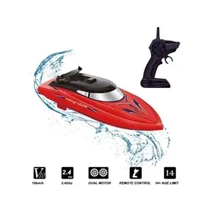 Comparateur de prix : docooler Bateau RC 10KM / H,télécommandés 2 canaux pour enfants adulte-rouge