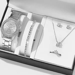 SEABUTY Coffret Cadeau Montre Femme + Bracelet + Collier + D'oreilles + Bague , Bijoux Femme Cadeau de Noël Parfait Cadeau pas cher