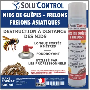 TOUT POUR LES NUISIBLES Bombe Guêpes, Frelons, Frelons Asiatiques - Maxi Format - 600ml - Destruction des nids - Longue portée 6mVendu parcdiscount