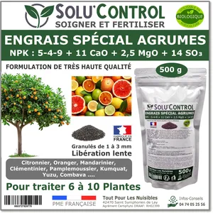 TOUT POUR LES NUISIBLES Engrais Spécial Agrumes 500 g - SoluControl - Formulation Organo-Minerale - Citronnier, Oranger, Mandarinier, Clémentinier pas cher