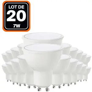 EUROPALAMP 20 Ampoules GU10 7W eq. 40W Blanc Chaud 3000K Haute LuminositéVendu parcdiscount