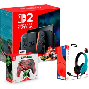 Nintendo Switch 2 + Mario Kart World + Manette Glow Super Icon + Casqu... pas cher
