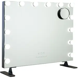Flamingueo Miroir Maquillage Lumineux 14 LED Métal 58x51x15cm Noir pas cher