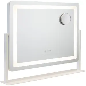Flamingueo Miroir Lumineux Bande LED Réglable Métal 58x54x12cm Blanc pas cher