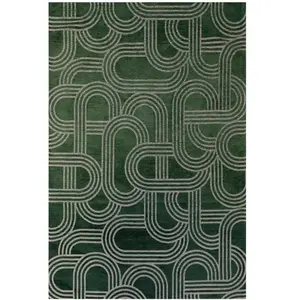 Novatrend Tapis salon et chambre moderne tissé plat 140x200 cm Vert pas cher