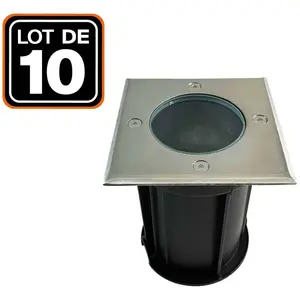 EUROPALAMP Lot de 10 Spots Encastrable de Sol Carré inox 304 Pour GU10Vendu parcdiscount