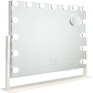 Flamingueo Miroir Lumineux 15 LED Réglable Métal 64x54,5x12cm Blanc pas cher