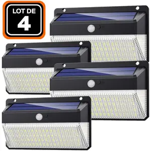 EUROPALAMP LOT DE 4 PROJECTEURS SOLAIRE DÉTECTEUR DE MOUVEMENT 228 PCS...Vendu parcdiscount