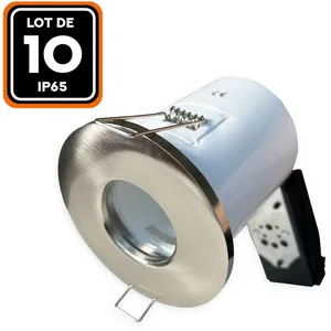 EUROPALAMP Lot de 10 Support Spot BBC Alu Brossé IP65 avec Douille GU10Vendu parcdiscount