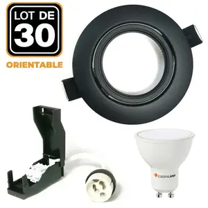 Europalamp - 30 Spots encastrables orientables Noir Matt avec GU10 led de 7WVendu parcdiscount