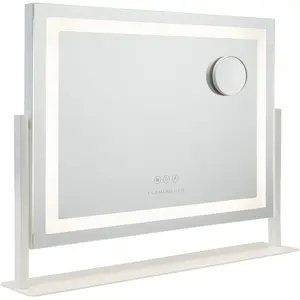 Flamingueo Miroir Lumineux Bande LED Réglable Métal 58x54x12cm Blanc pas cher