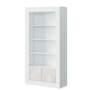 Abitare - Bibliothèque avec 2 portes et 5 étagères blanc mat 181 cm - Rivoli pas cher