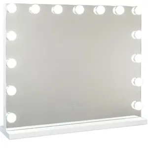 FLAMINGUEO Miroir Maquillage Lumineux 15 LED 3 Modes 58x46x12cm Blanc