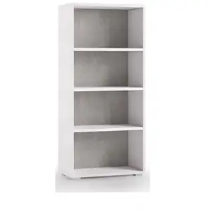 CAESAROO Bibliothèque 60x30x130 cm blanc frêne et béton avec trois étagères - Croazia pas cher