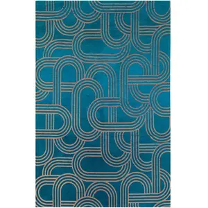 Novatrend Tapis salon et chambre moderne tissé plat 140x200 cm Bleu pas cher