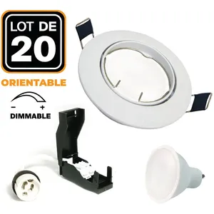Europalamp - 20 Spots encastrable orientable blanc avec GU10 6W Dimmable BlancVendu parcdiscount