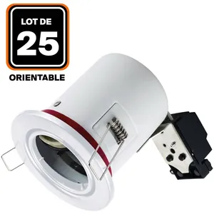 Europalamp - 25 Supports Spot bbc Orientable Blanc IP20 avec Douille GU10Vendu parcdiscount