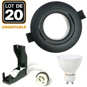 EUROPALAMP 20 Spots encastrables orientables Noir Matt avec GU10 LED de 7W eqv. 56W Blanc Neutre 4500KVendu parcdiscount