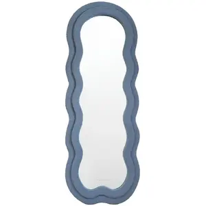 Flamingueo Grand Miroir Mural Asymétrique Teddy 160x60x4 cm Bleu pas cher