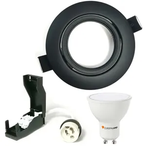 EUROPALAMP Kit complet Spot encastrable orientable Noir Matt avec GU10 LED de 7W eqv. 56W Blanc Chaud 3000KVendu parcdiscount