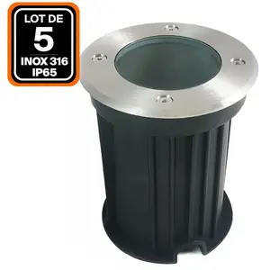 EUROPALAMP Lot 5 Spots Encastrable de Sol Rond Inox 316 Exterieur IP65 GU10Vendu parcdiscount