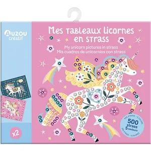 Auzou Éditions Ma pochette d'artiste - mes tableaux licornes en strass pas cher