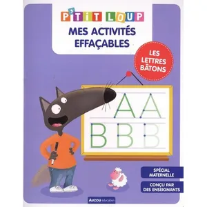 Auzou Éditions Mes activites effacables p'tit loup - lettres batons broché pas cher