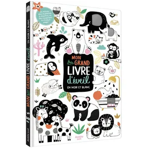 Mon tres grand livre d'eveil en noir et blanc cartonné pas cher